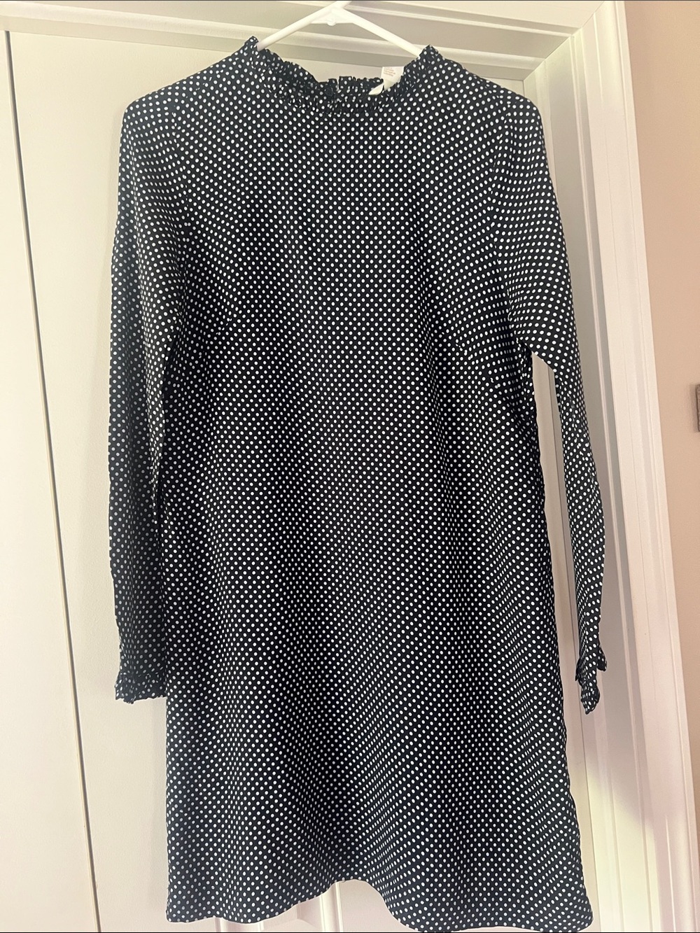 Black Polka Dot Long Sleeve Shift Dress size 6